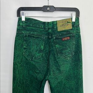 Green Textured Pants slim skinny jeans 100 cotton